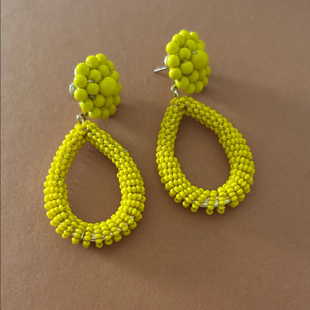 Lisi Lerch Yellow Beaded Teardrop Earrings